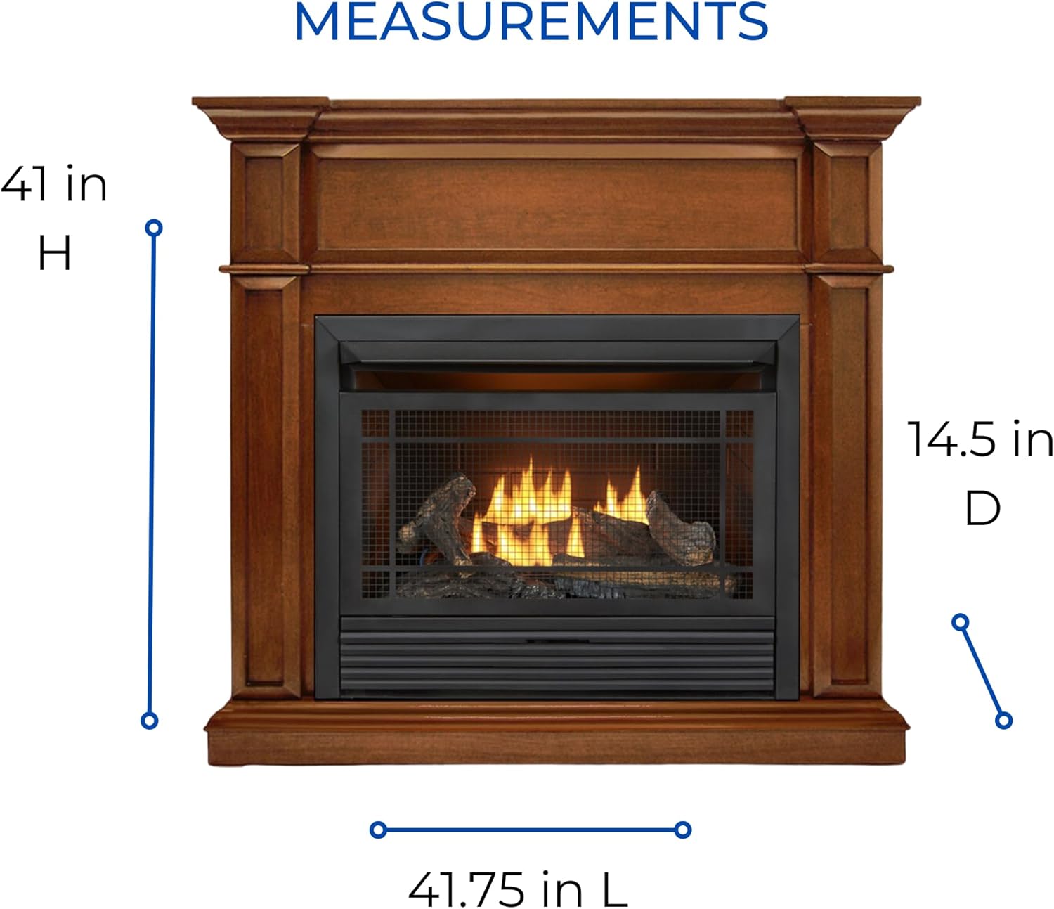 Duluth Forge Sistema de chimenea de gas sin ventilación de combustible dual con chimenea, control remoto, 5 troncos de fuego, uso con gas natural o
