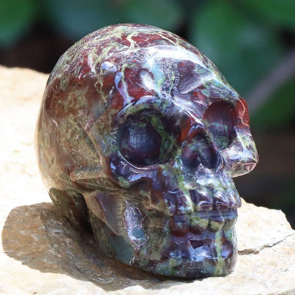 Artistone Figura decorativa de calavera de dragón de 2.0 pulgadas, decoración de calavera de Halloween, cristales y piedras curativas, estatua