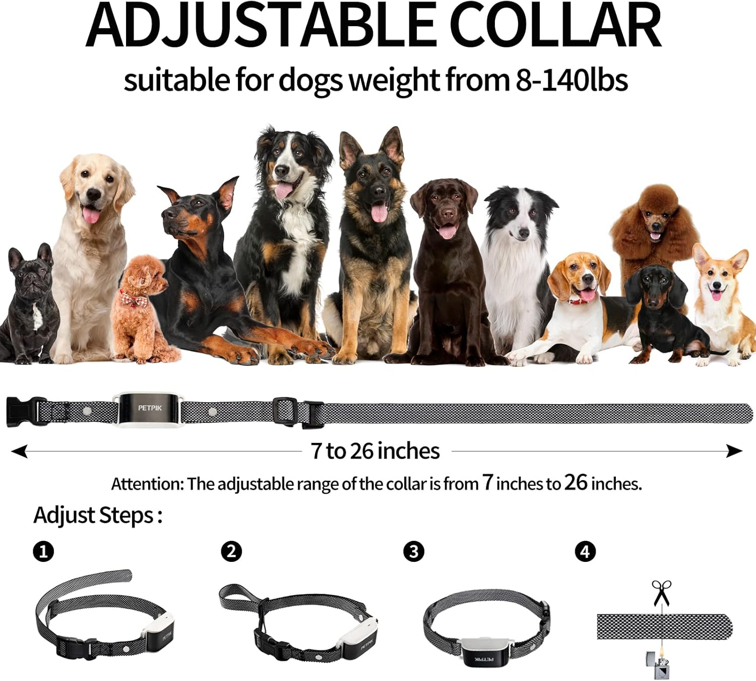 Collar de entrenamiento para perros, largo alcance remoto y 3 modos pitido, vibración, golpes, collar de choque recargable impermeable para perros