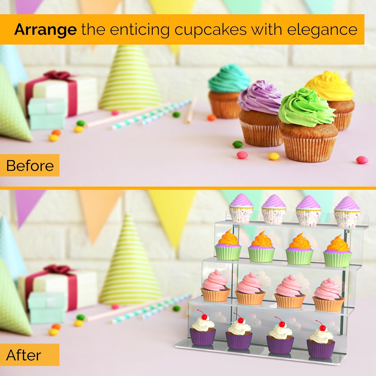 Organizador de perfume  Soporte acrílico para cupcakes y aparador de colonia para hombres, soportes para Funko pop y lego, soporte para postres