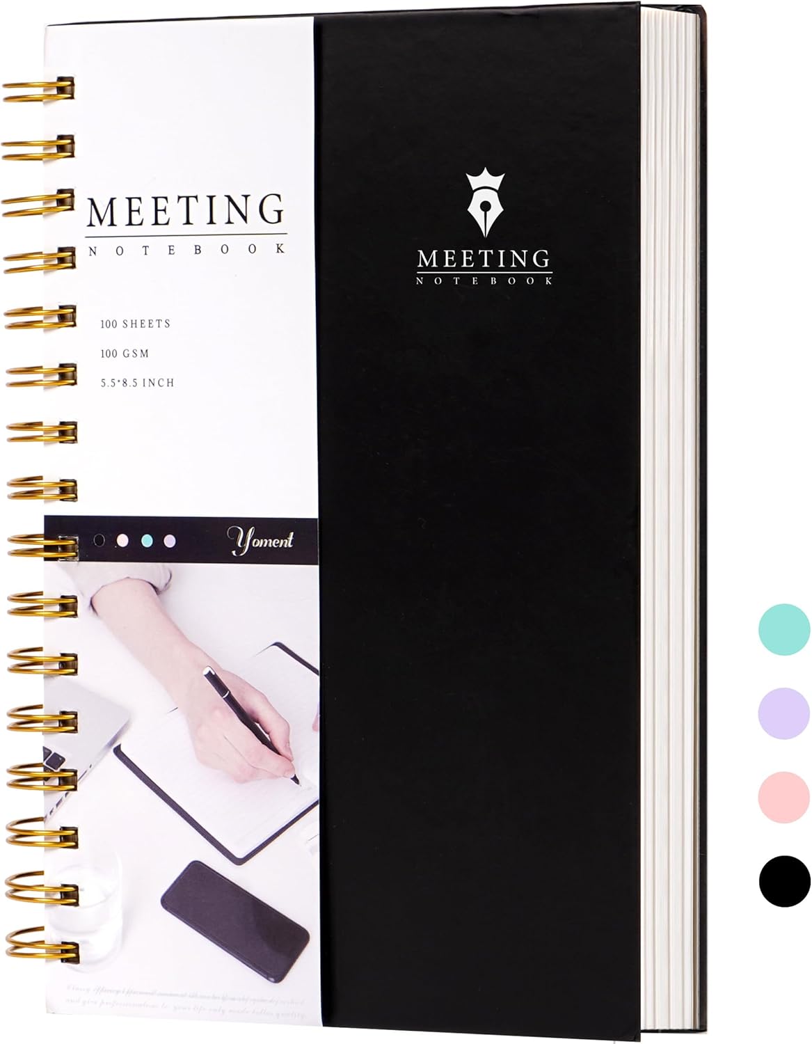 Cuaderno de reuniones para el trabajo con artículos de acción de 5.5 x 8.5 pulgadas, planificador de reuniones en espiral de tapa dura para oficina,