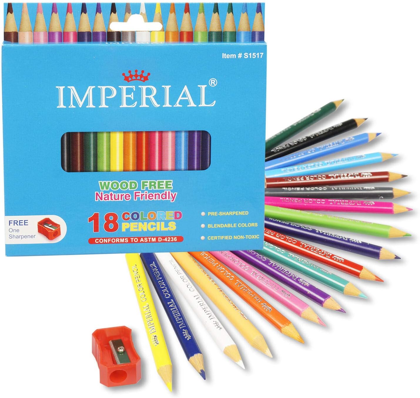 Imperial – Lápices de colores mini con sacapuntas respetuosos con la naturaleza, 18 unidades