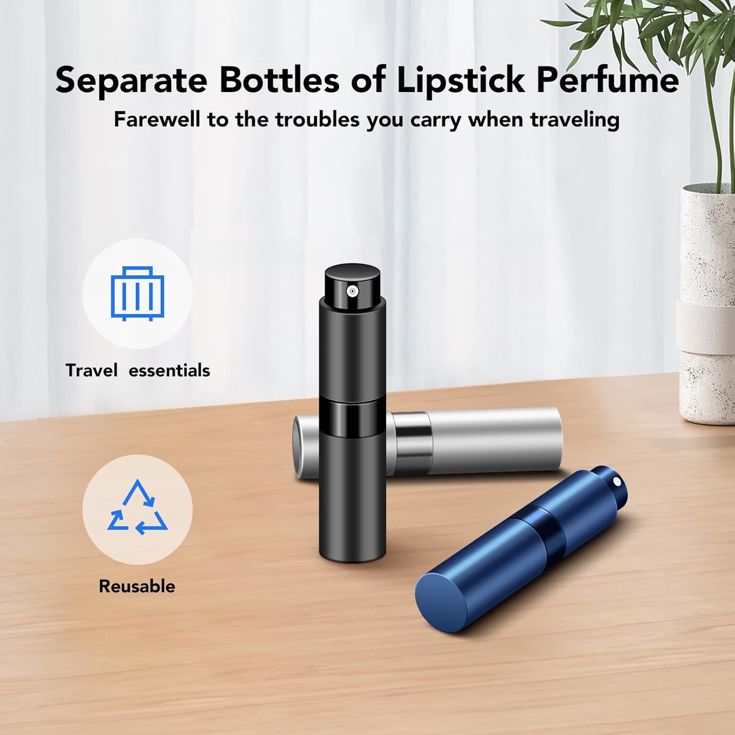 6 botellas de perfume de viaje recargables, mini botella de viaje de perfume de colonia, pulverizador atomizador para perfume con herramienta de