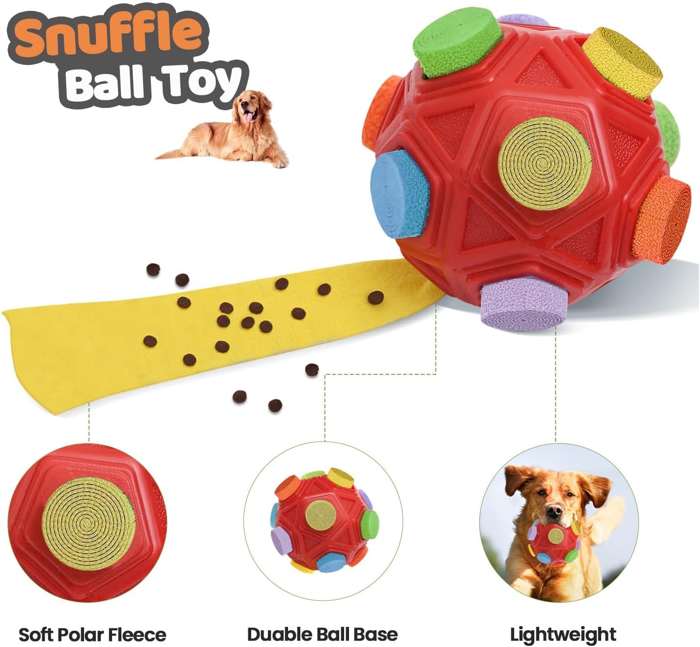 Pelota de olfateo para perros  Pelota olfateadora para perros, juguetes estimulantes mentales para perros, rompecabezas de golosinas para perros,
