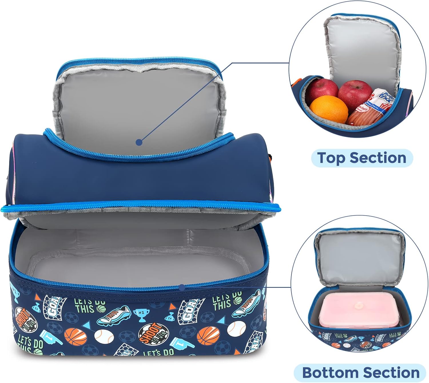 Bolsa de almuerzo para niños, lonchera aislada para niñas y niños, bolsa de almuerzo para niños y adolescentes, bolsas de viaje lindas para