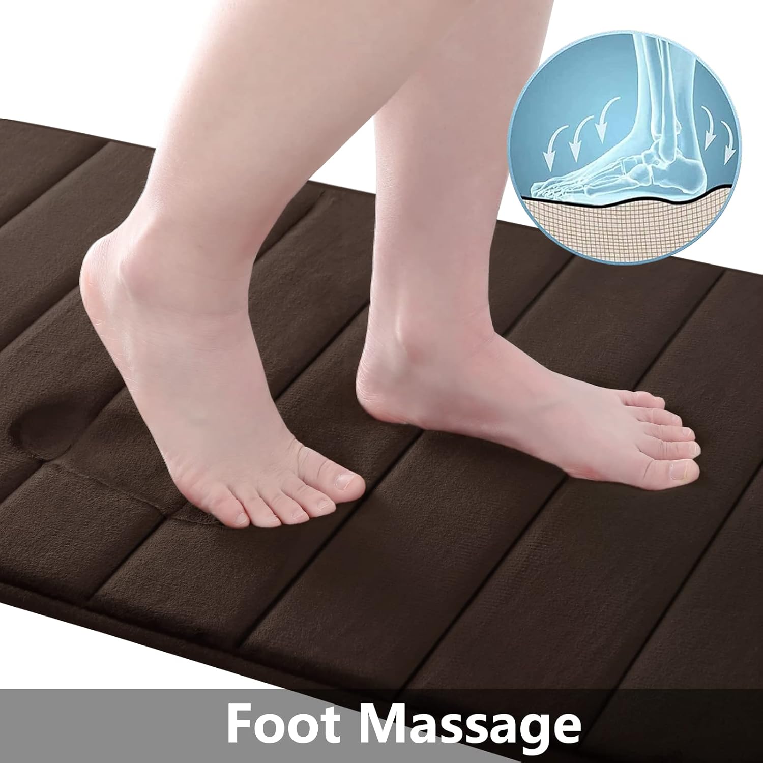 Tapetes de baño de espuma viscoelástica suaves, antideslizantes y absorbentes, con forro trasero de goma, tapete largo para suelo de cocino y baño,