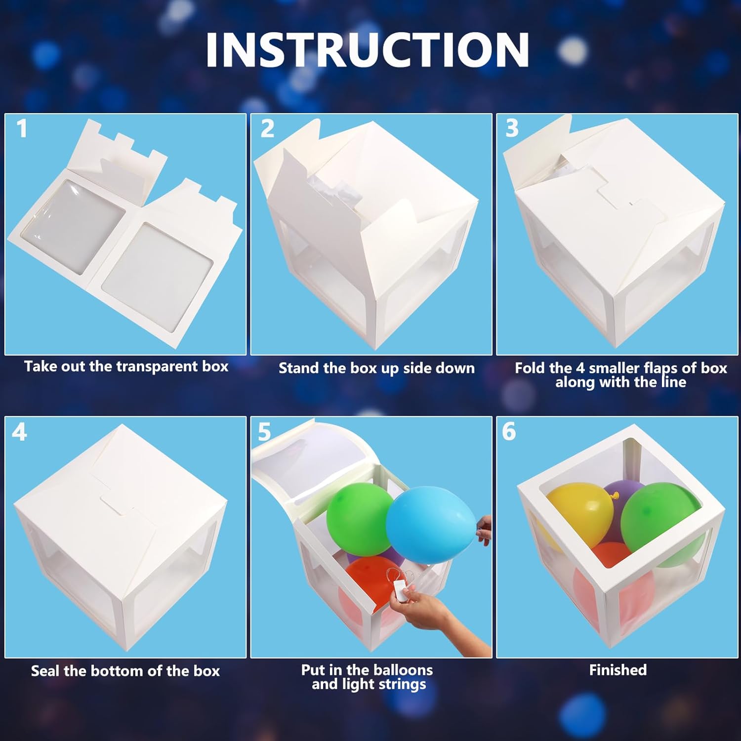 Cajas de globos de primer cumpleaños, cajas de globos con letras “O”N”E” con 3 tiras de 20 luces LED y 30 globos coloridos para fiestas de arcoíris,