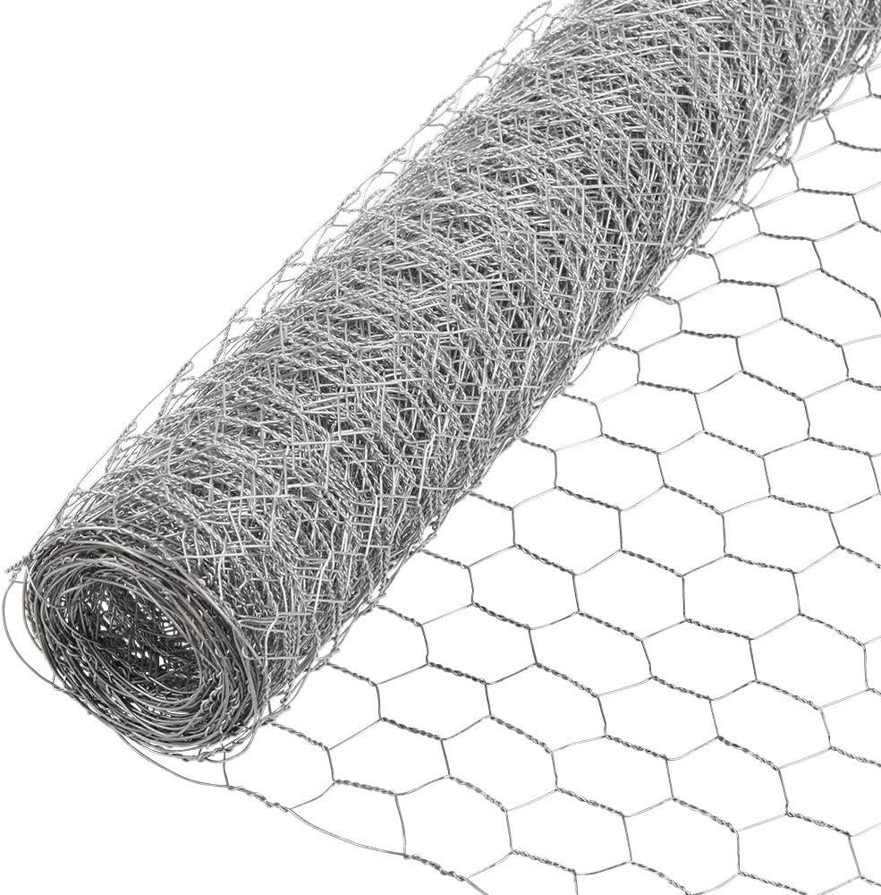 Fencer Wire Valla de red para aves de corral, valla de alambre hexagonal galvanizado de calibre 20, tamaño de apertura de malla de 1 pulgada (2 pies