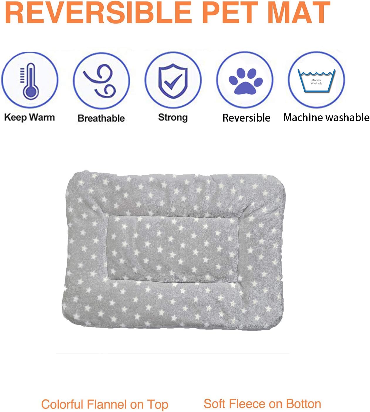2 alfombrillas de cama para mascotas. Cama ultra suave para mascotas (perrogato) con bonitos estampados. Almohadilla reversible de lana de cordero
