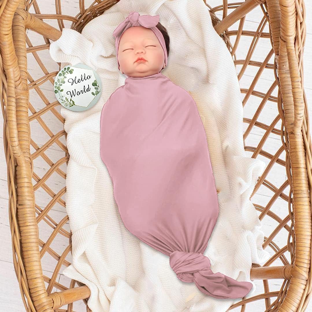 OWLOWLA Conjunto de manta y gorro para recién nacido, manta de recepción para bebés niños y niñas (rubor)