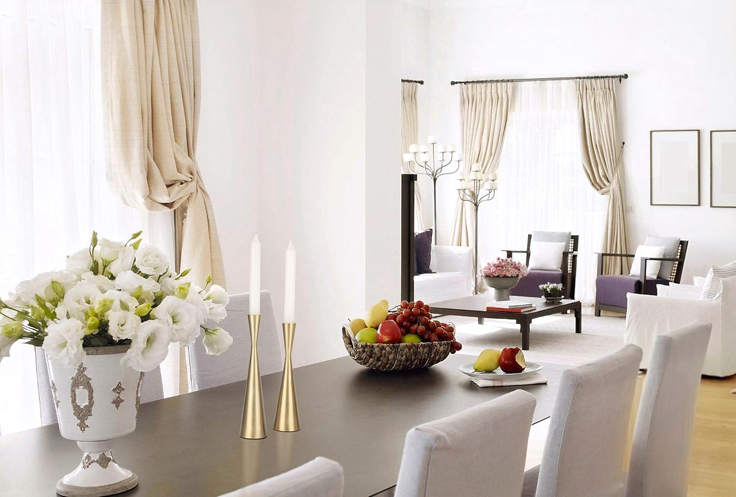 Vixdonos Portavelas de metal dorado de latón, juego de 2 portavelas decorativos de mesa para bodas, cenas, fiestas, decoración del hogar (dorado)