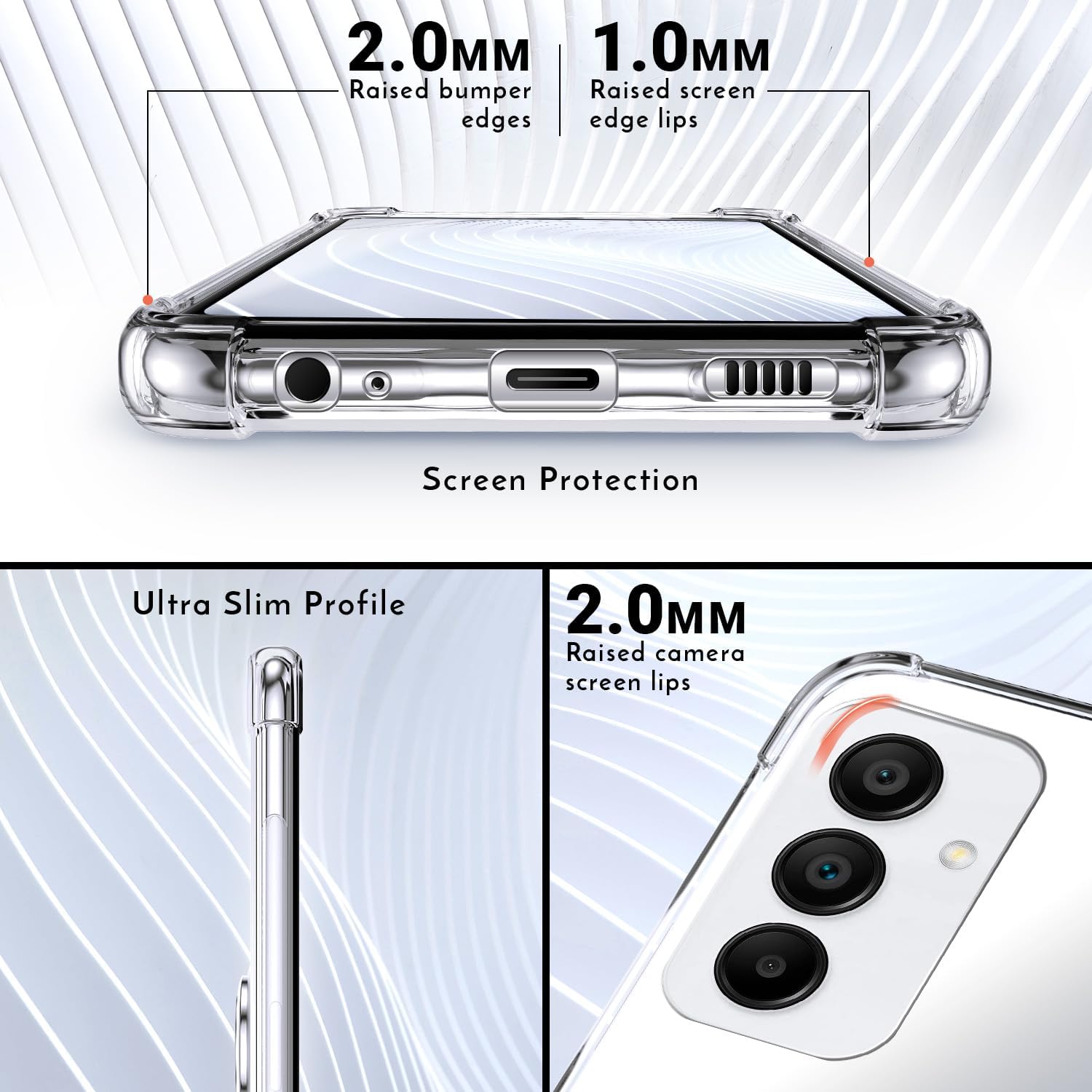 Silverback Funda transparente para teléfono Galaxy A15 5G con soporte de anillo, protección contra golpes, amortiguador, a prueba de golpes, para