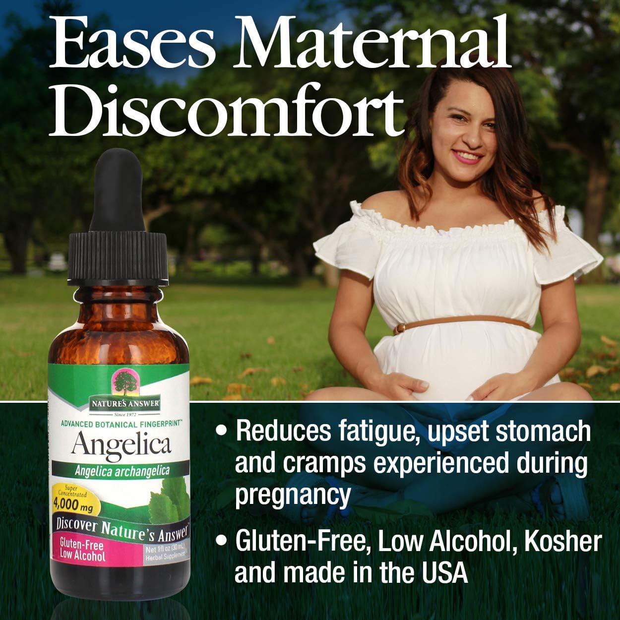 Nature’s Answer Raíz de angélica con alcohol orgánico 4000mg 1oz  Apoyo de mesopausia  Equilibrio hormonal femenino  Apoyo de fertilidad  Cuenta
