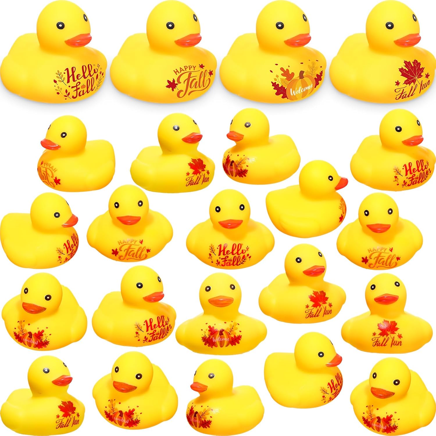 48 piezas de pequeños patos de goma flotantes de Acción de Gracias de otoño, mini juguete de baño pequeños chirriantes para bañera, fiesta de