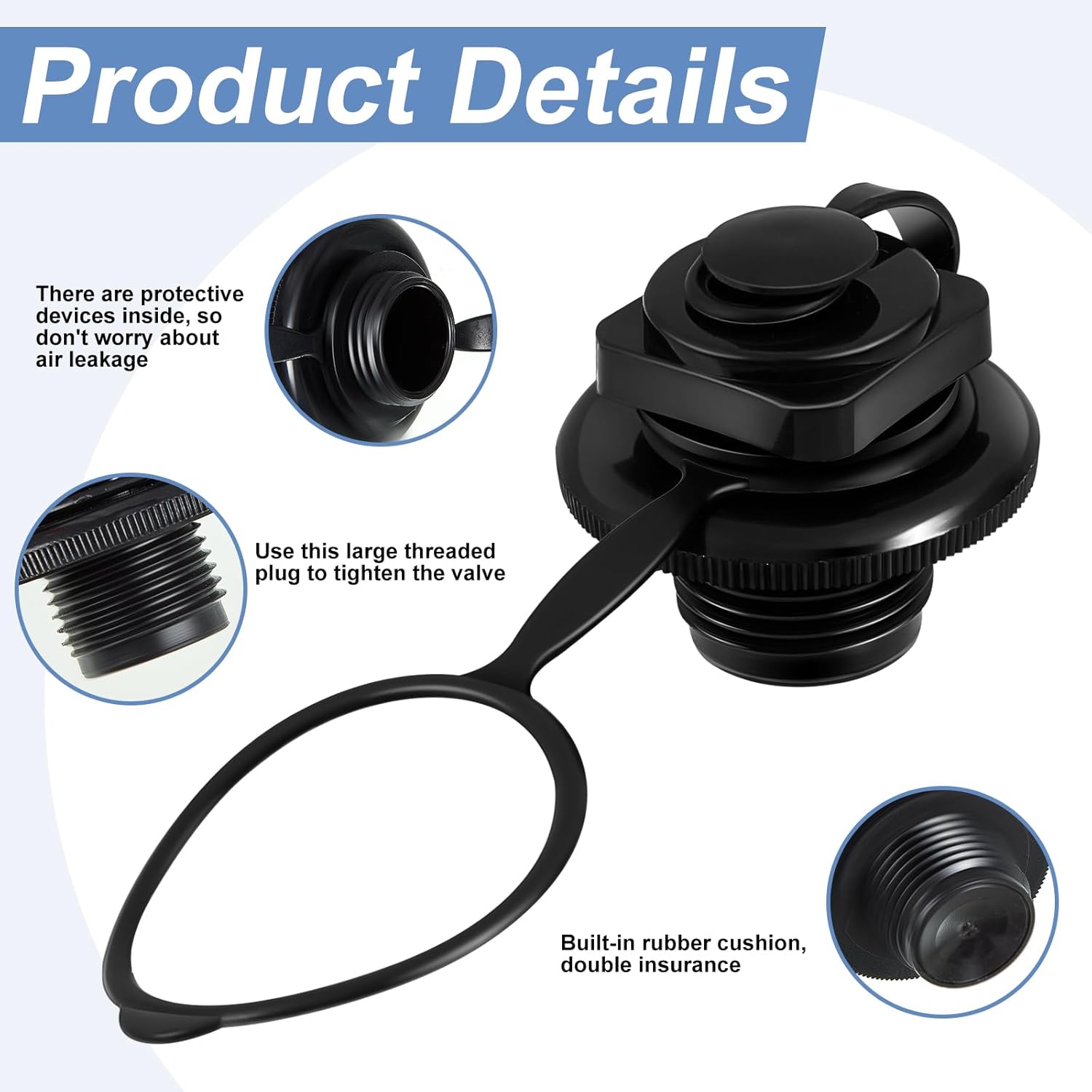 Inflatable Boat Air Valve Inflatable Boat Spiral Air Plugs One Way Inflation Boston Valve Replacement Screw for Pool Rubber Dinghy Raft Kayak Boat