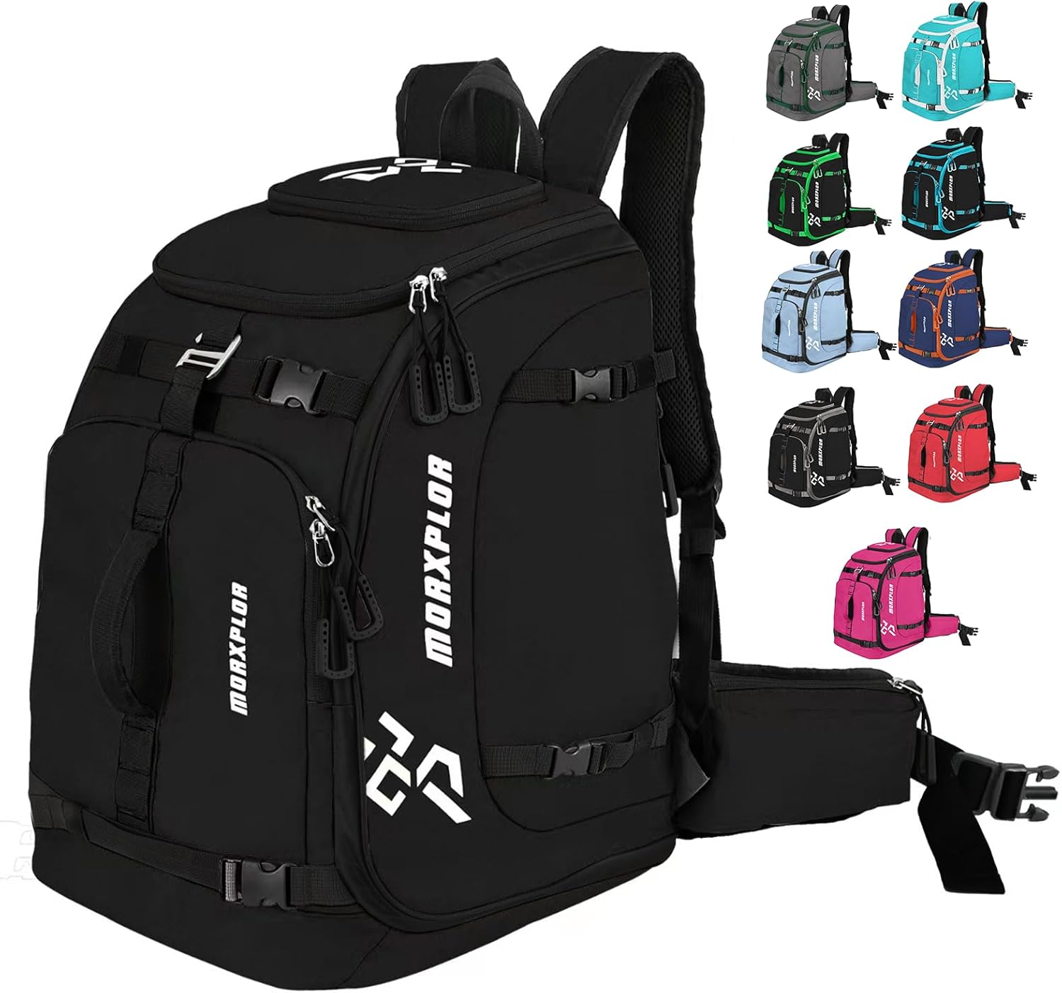 MORXPLOR Mochila para botas de esquí, bolsa acolchada de 60 litros y bolsa para botas de snowboard, bolsa de viaje de esquí impermeable de gran