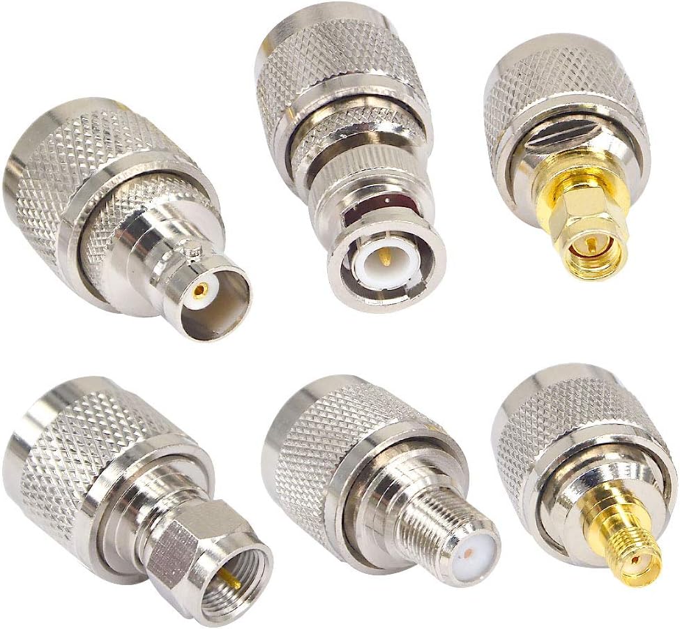 Boobrie Juego de conectores coaxiales de RF de 10 Uds. Kit de adaptador UHF macho UHF a FUHF a BNCUHF a NUHF a SMA Adaptador UHF Conector de cable