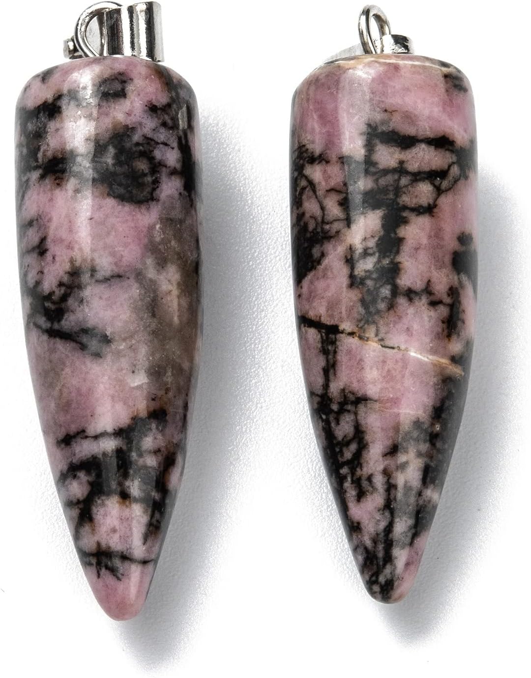10 colgantes de piedras preciosas naturales en forma de bala, hallazgos de latón platino, colgantes de chakra puntiagudo, dije de piedra de cristal