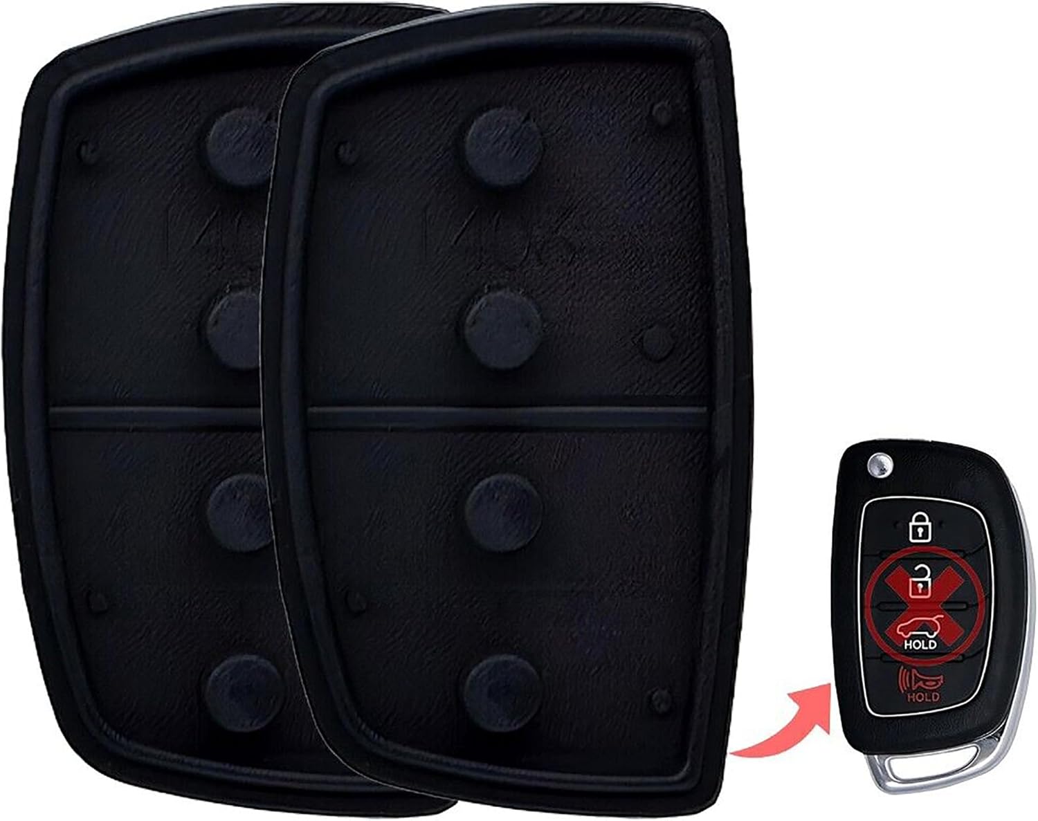 2 botones de goma para llavero de repuesto, compatibles con vehículos Hyundai, MPN TQ8-RKE-3F04-05