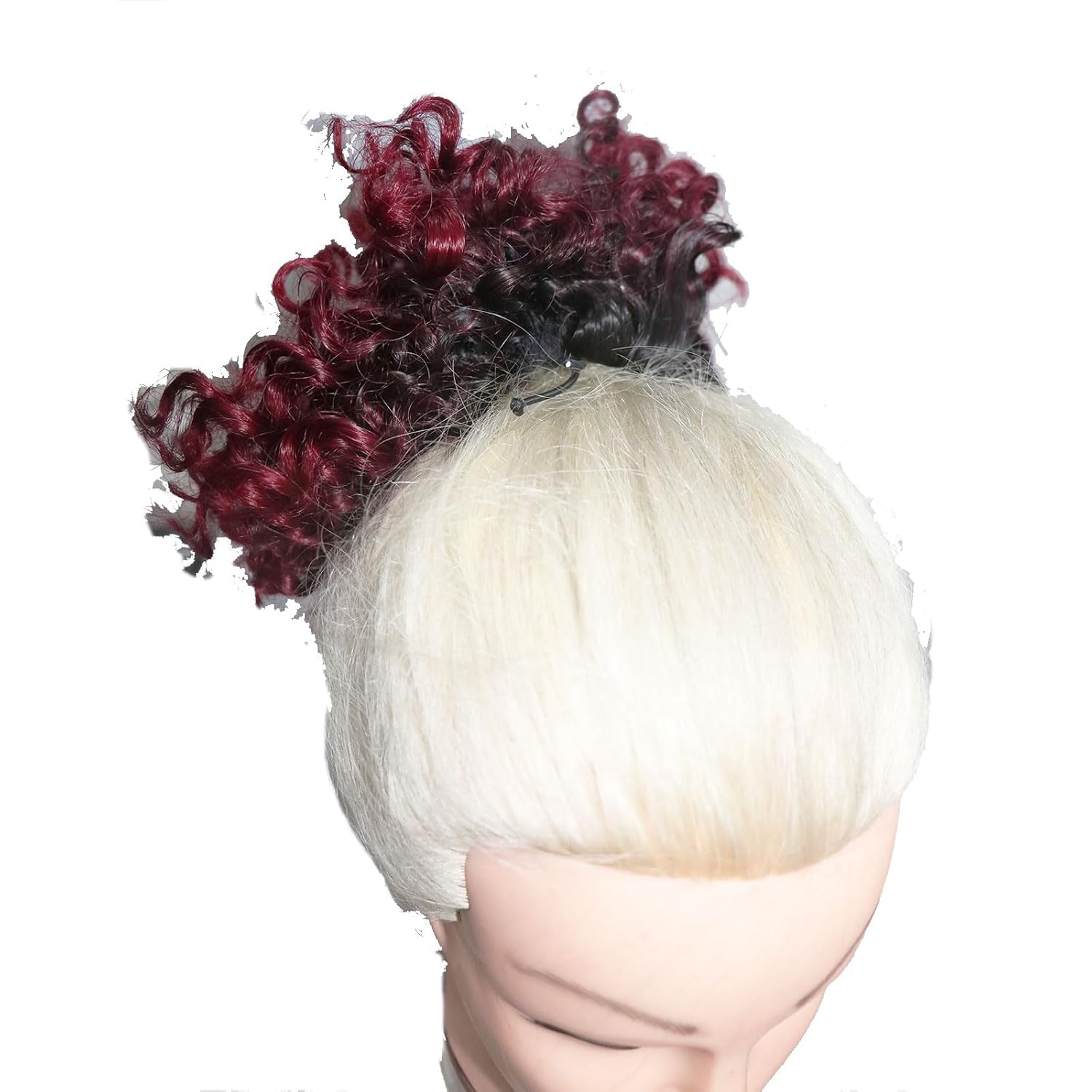 Extensiones de cabello sintético corto afro con cordón para cola de caballo con dos clips (1BBurg)
