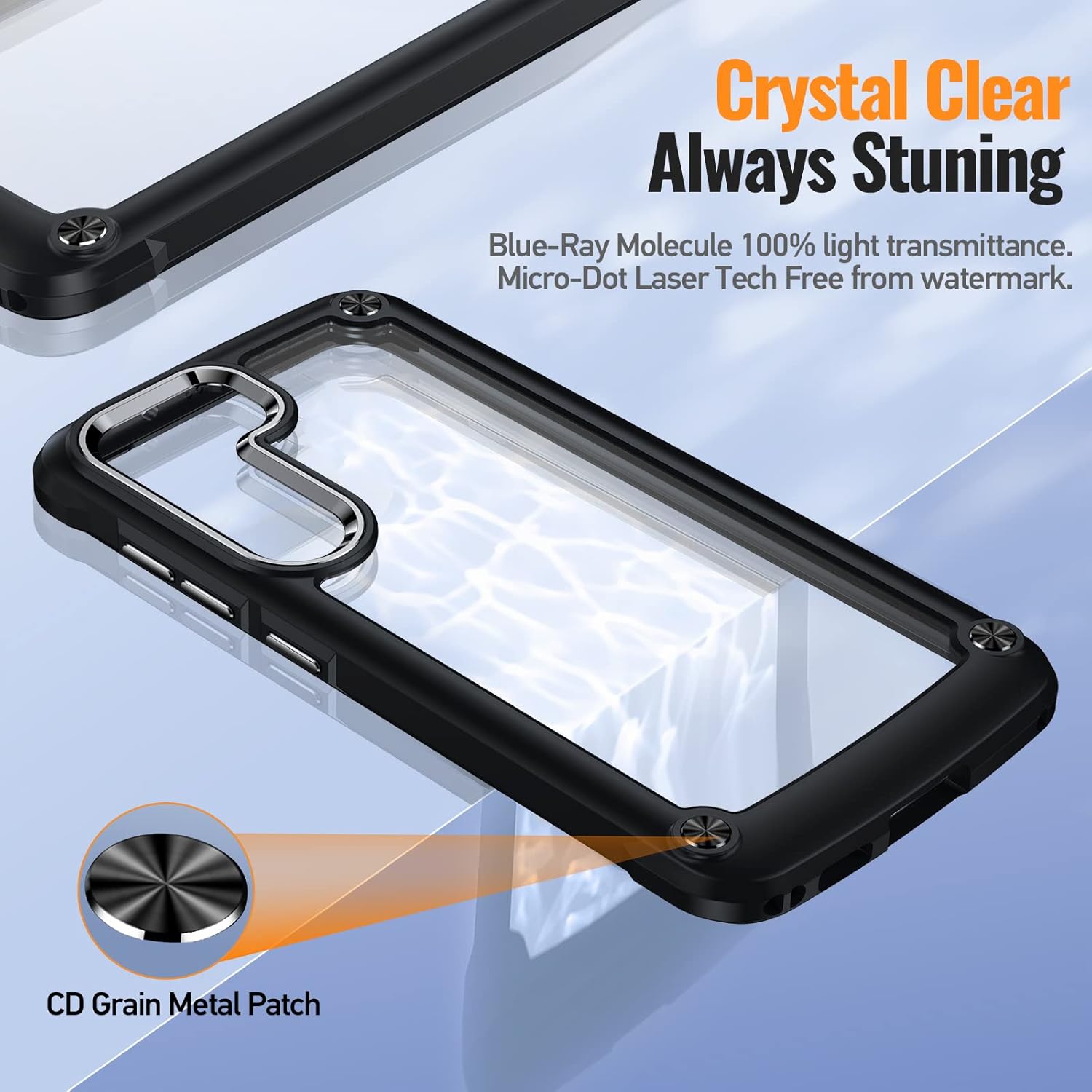 Oterkin Funda transparente para Samsung Galaxy S23 Plus, 20X antiamarilleamiento S23 Plus con 2 protectores de pantalla de vidrio templado, 4 bolsas