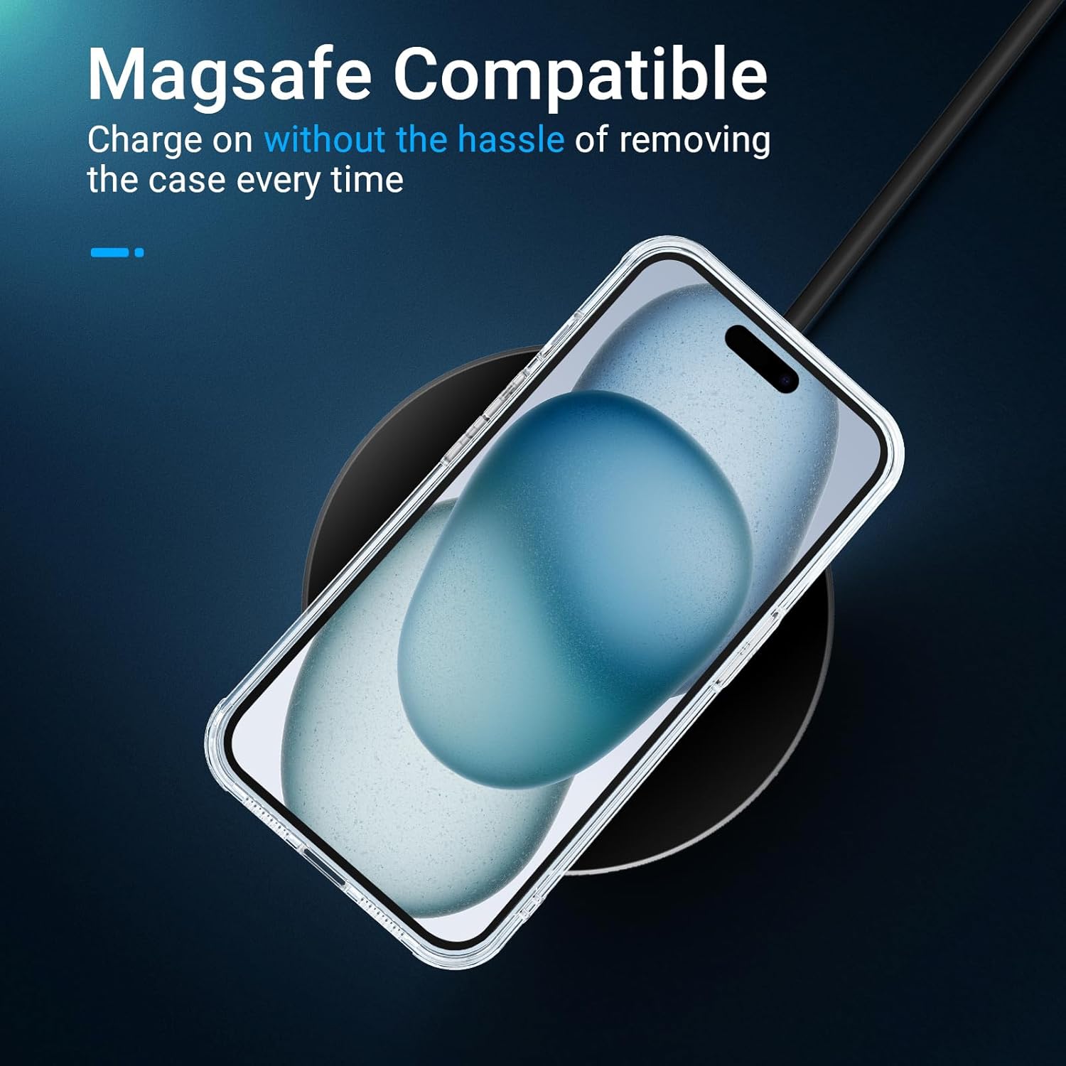GLIMALL Funda transparente 5 en 1 diseñada para iPhone 15 con protector de pantalla 2 unidades + protector de lente de cámara 2 unidades, cubierta