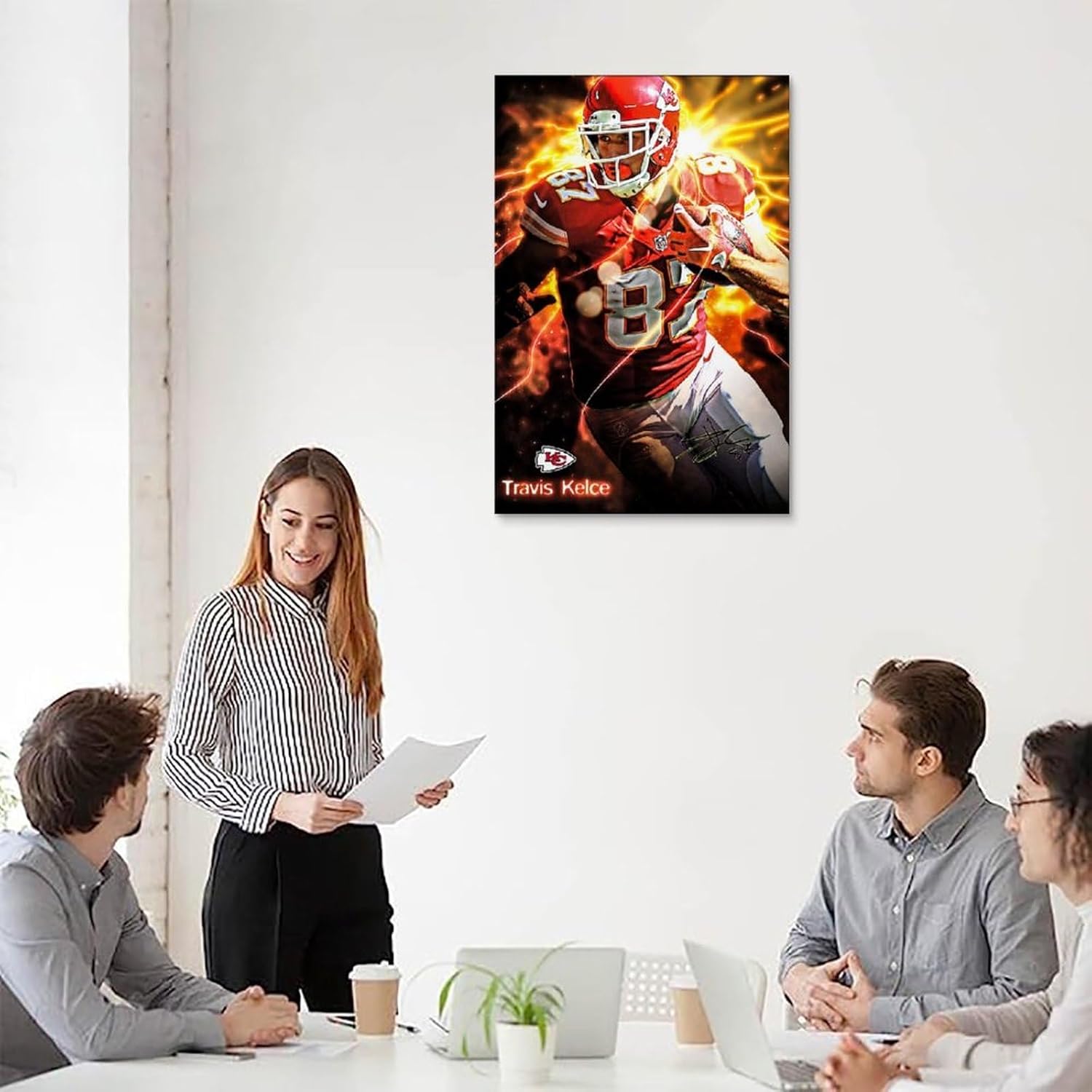 MAVOLI Póster de jugador de fútbol americano Travis Kelce Star Pintura decorativa lienzo arte de pared para sala de estar, póster estético para