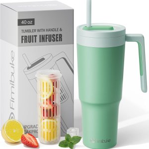 Fimibuke Vaso de 40 onzas con asa e infusor de frutas, taza aislada al vacío de acero inoxidable con tapa y pajilla, botella de infusión de agua, Fimibuke Vaso de 40 onzas con asa e infusor de frutas, taza aislada al vacío de acero inoxidable con tapa y pajilla, botella de infusión de agua,