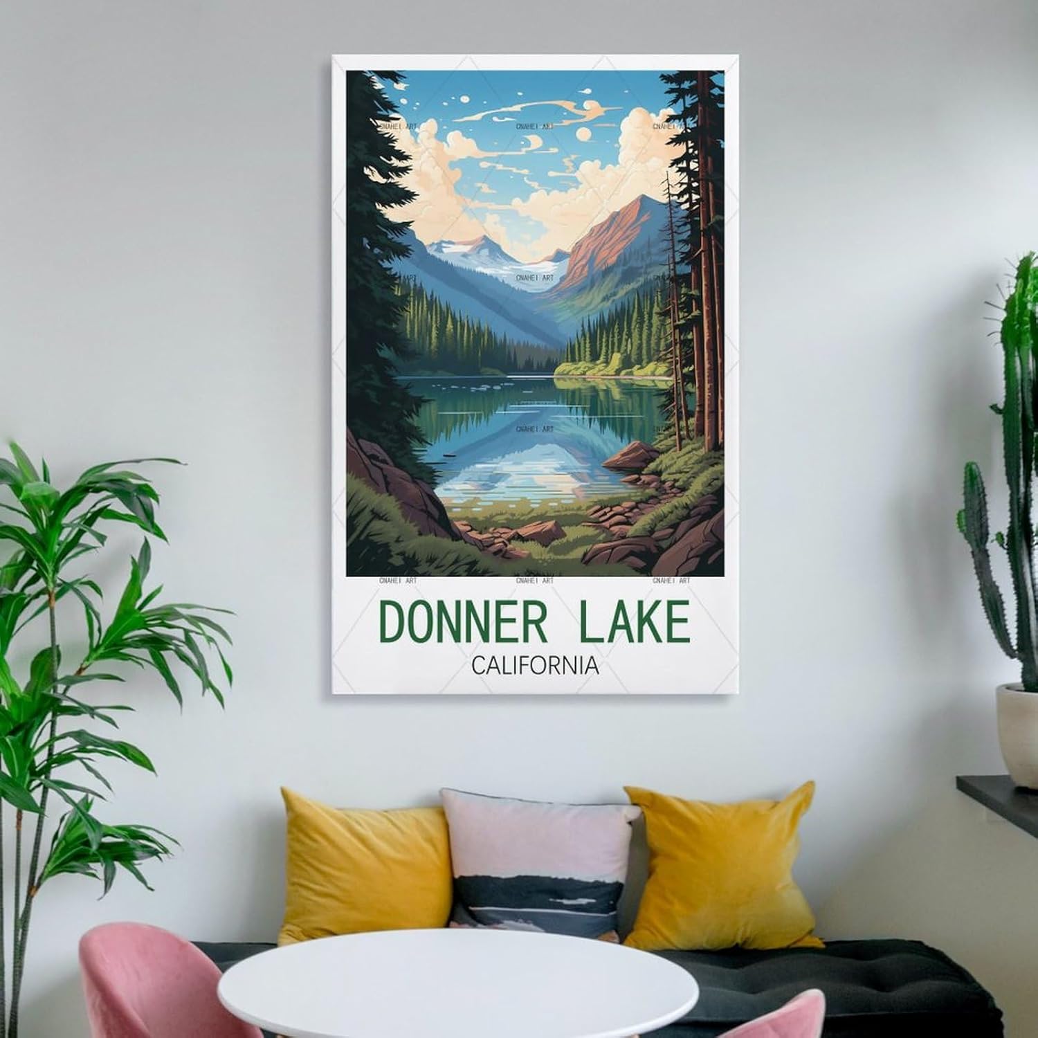 GuYaNa Donner Lake California – Pósteres de viaje vintage de 12 x 18 pulgadas (11.8 x 17.7 in), lienzo para pared, decoración de pared, sala de
