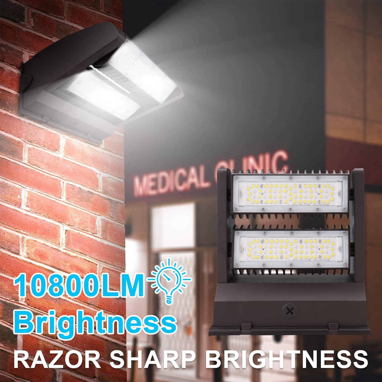 OSTEK Paquete de luz LED de pared de 40 W, giratoria, ajustable, 5000 K, 5500 LM, paquete de pared de área regulable para exteriores, IP65, UL, DLC