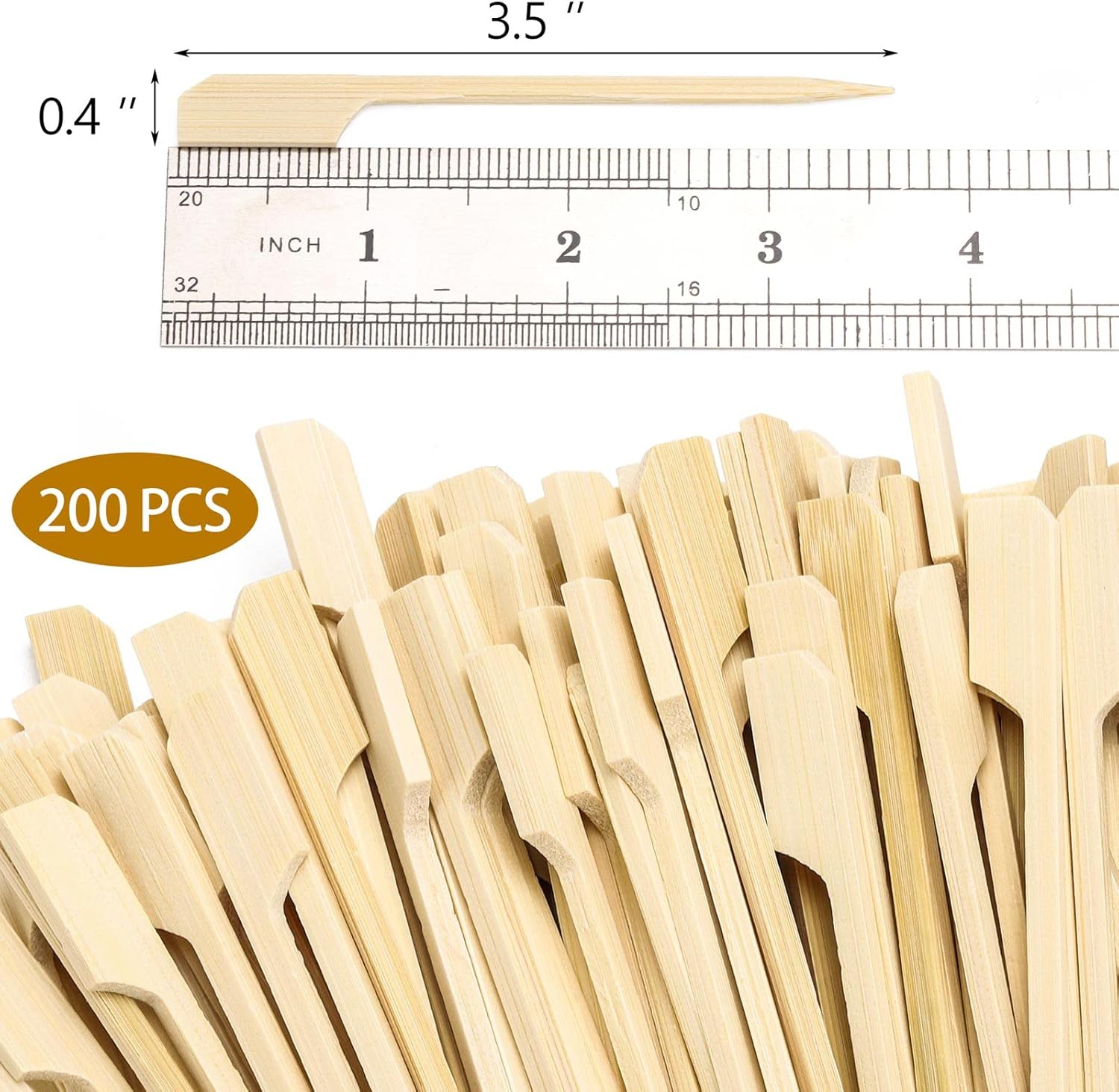 200 palillos de dientes de madera de bambú de 3.5 pulgadas para cócteles, aperitivos, frutas, sándwich, aperitivos de barbacoa (3.5 pulgadas)