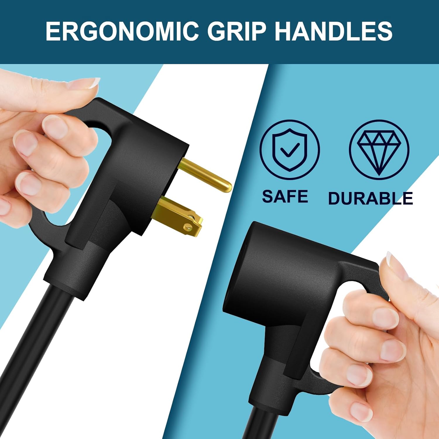 STRIGHT Cable de extensión RV de 100 pies de 30 amperios, cable de extensión de alimentación RV NEMA TT-30P macho a TT-30R hembra, resistente