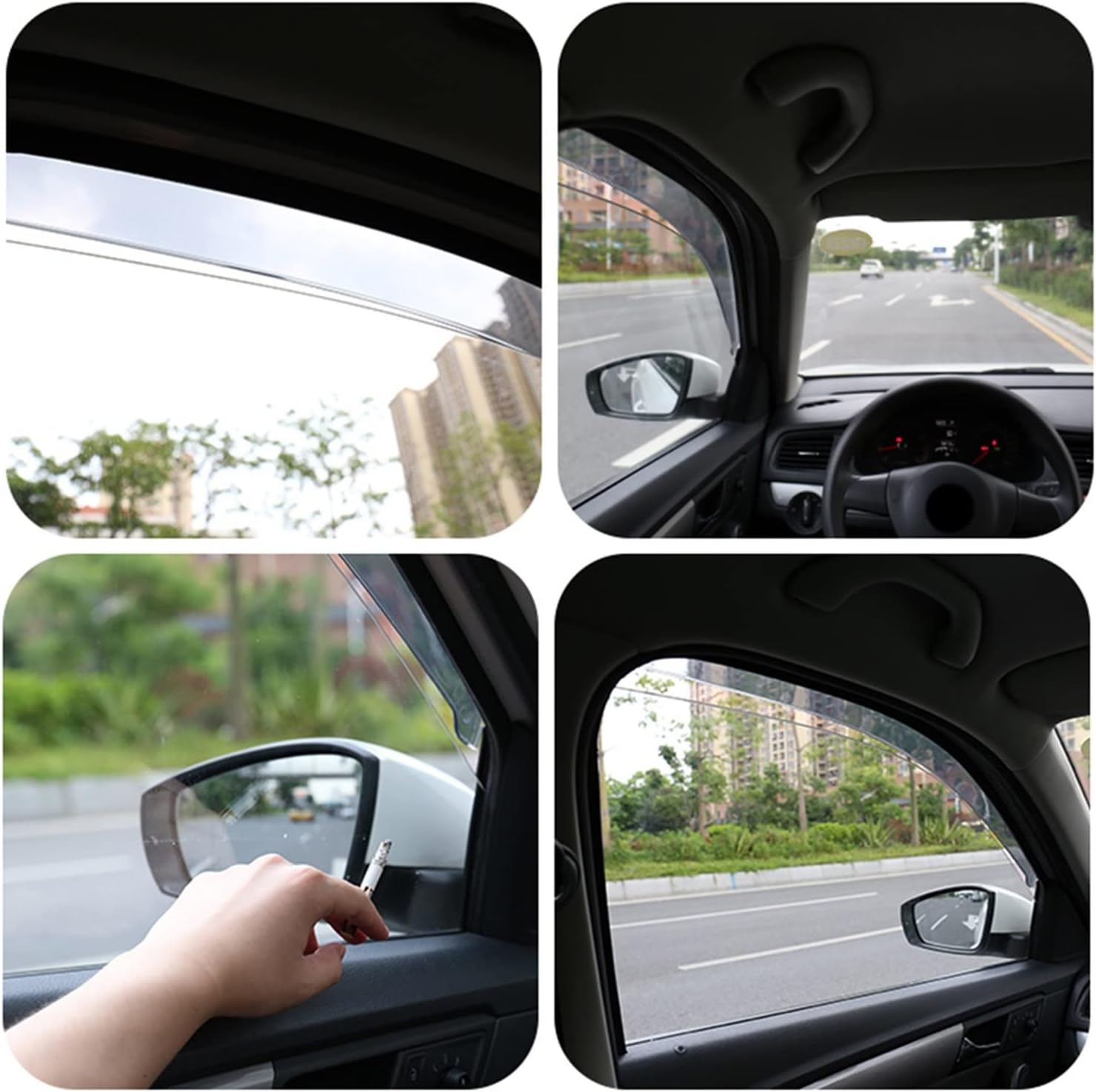 Window Sun Rain Shade Visors Shield Shelter Protector Cover Trim Frame Sticker Compatible with Toyota Land Cruiser Prado J12 2002-2009