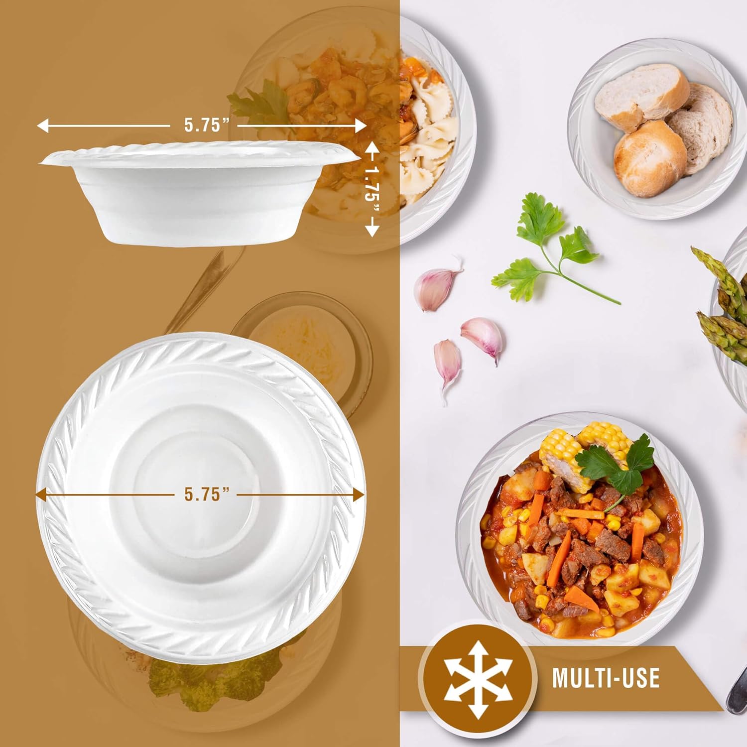 Cuencos y platos desechables de plástico duraderos y prácticos para fiestas y eventos (12 onzas, 100.00 pulgadas, conteo)