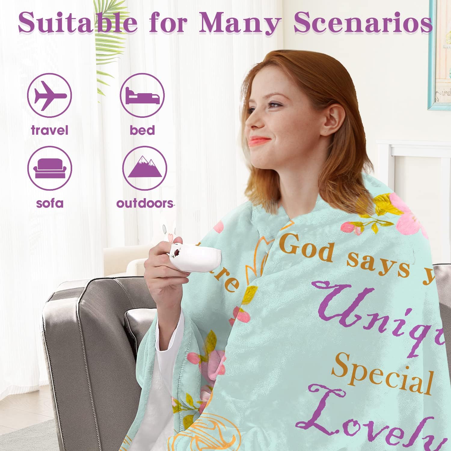 Simplive Regalos cristianos para mujeres, regalos religiosos de 50 x 60 pulgadas, manta con pensamientos inspiradores y oraciones, manta religiosa,