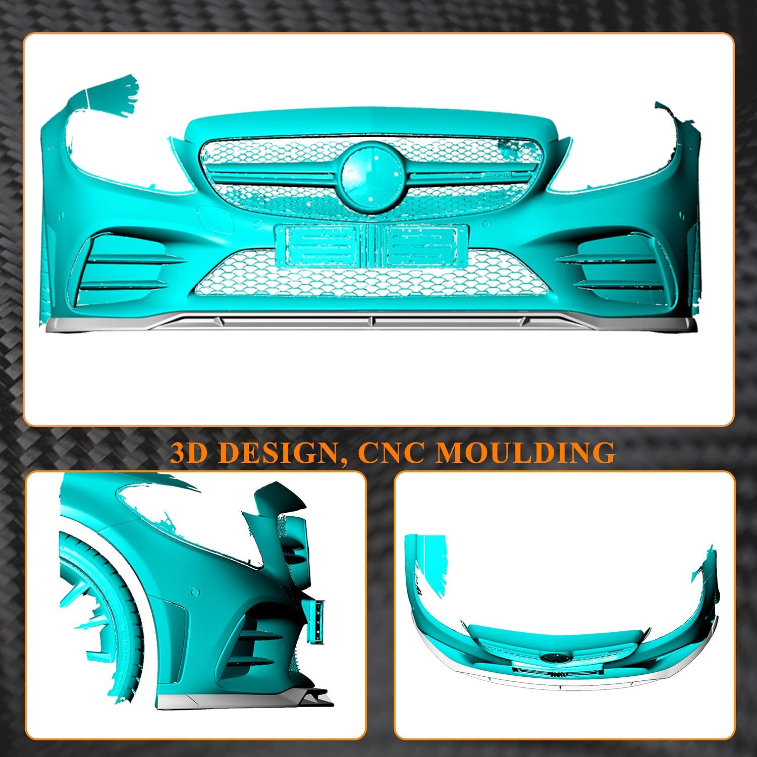 Borde de parachoques delantero de fibra de carbono para Mercedes Benz Clase C W206 C205 A205 C43 AMG 2019-2021 Protector divisor de alerón de