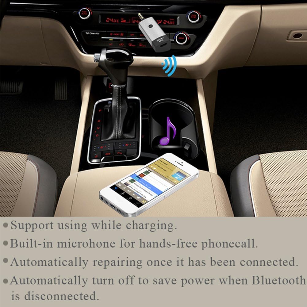 Airfrex Adaptador Bluetooth de coche para audio de coche, receptor inalámbrico Bluetooth Kit de coche para altavoz estéreo del hogar, adaptador