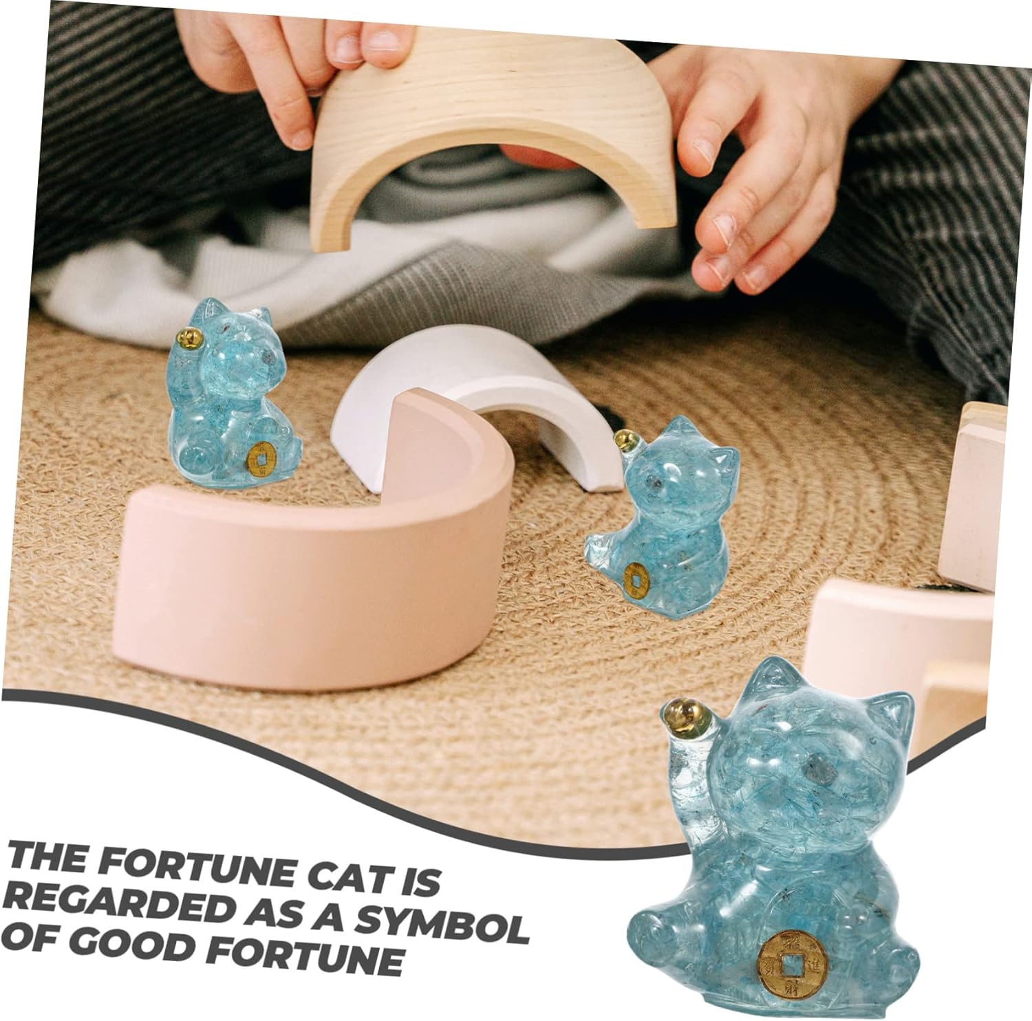 WOFASHPURET Decoración japonesa de cristal Maneki Decoración para pasteles Figuras en miniatura Mascotas Jardín Estatua de gato Modelo Figura de