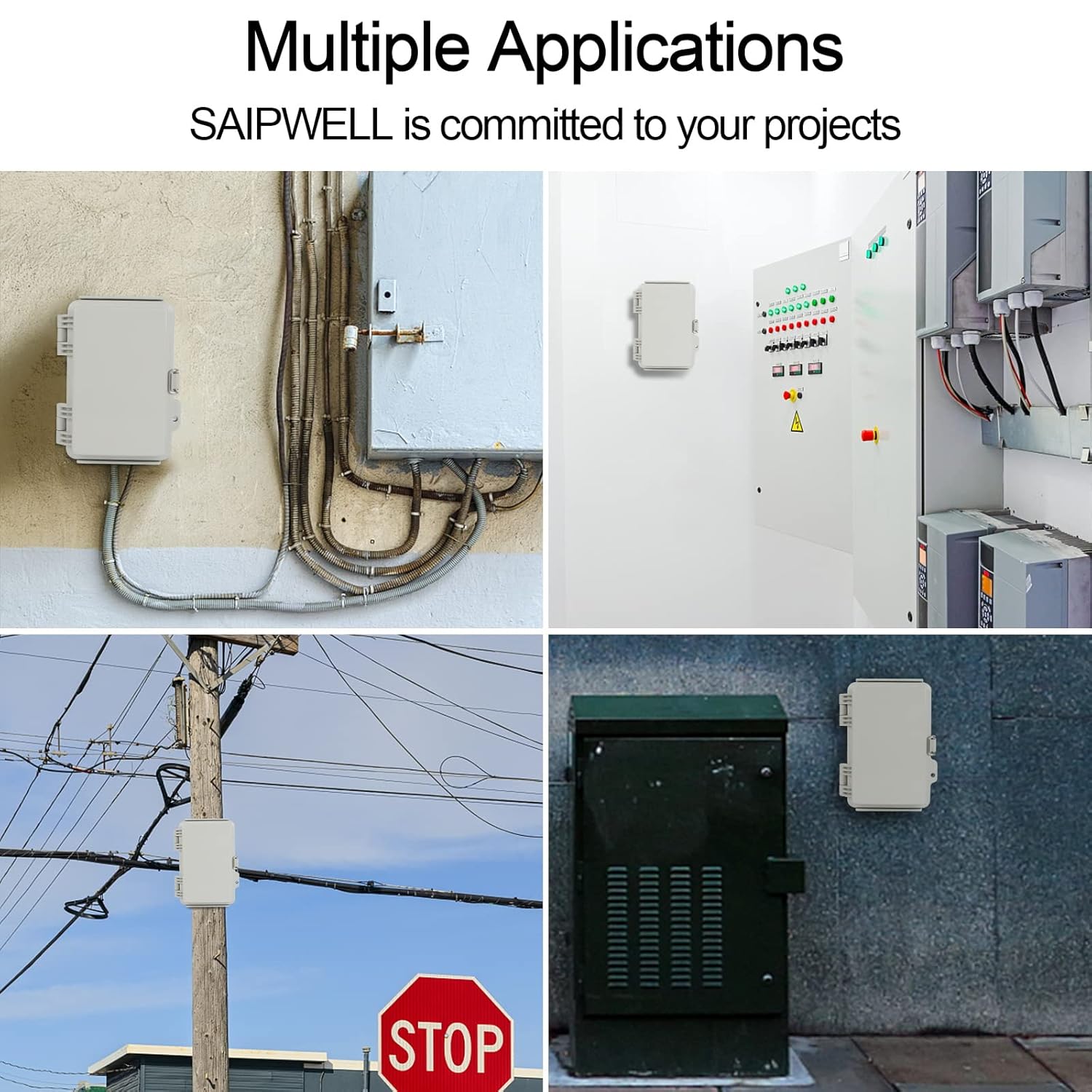 Caja de conexiones ABS plástico IP67 impermeable cajas eléctricas a prueba de polvo recinto eléctrico universal con soporte de pared para proyecto