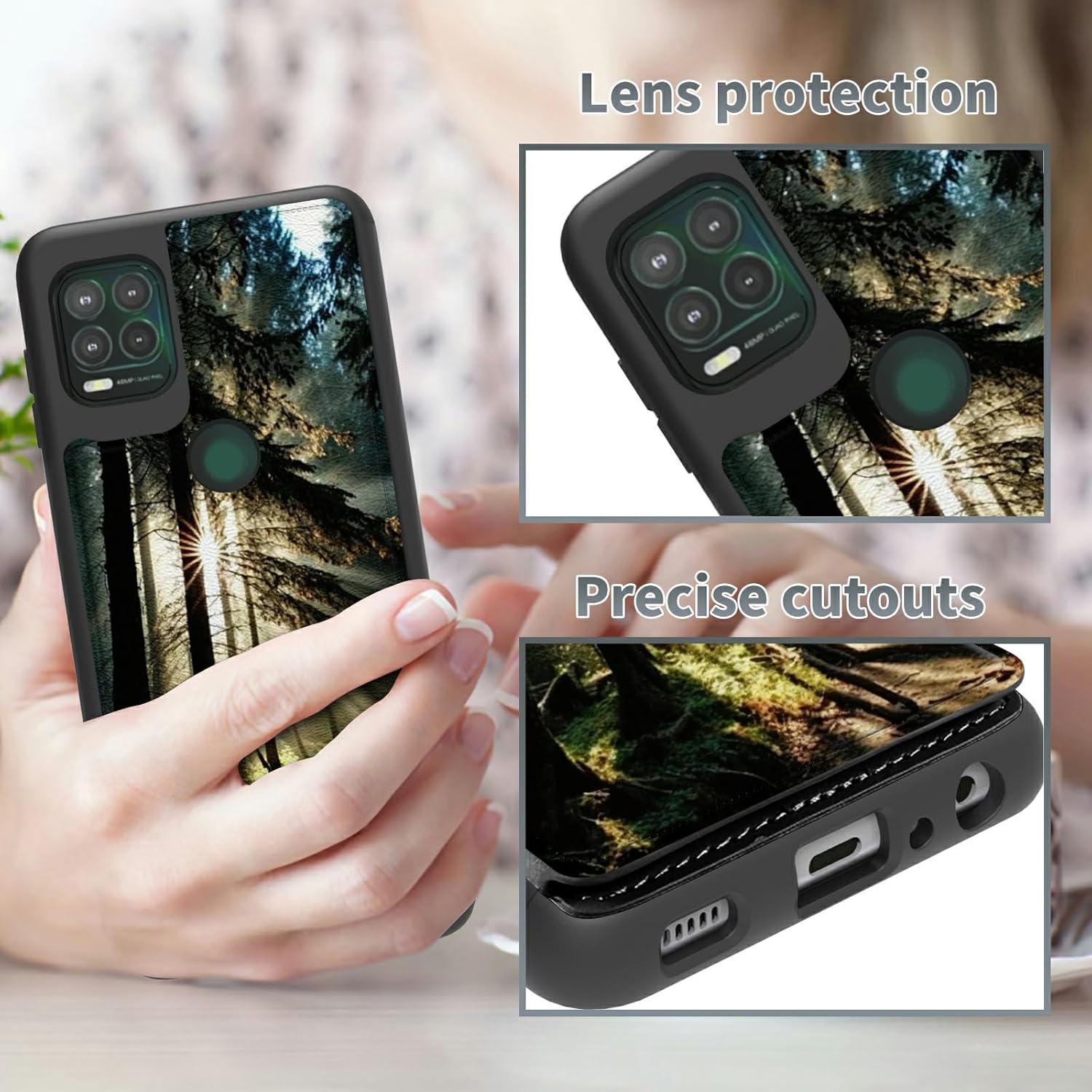Sunshine Tree – Funda tipo cartera para Moto G Stylus 5G 2021 con soporte para tarjetas, bloqueo RFID, piel sintética suave, función atril, cierre