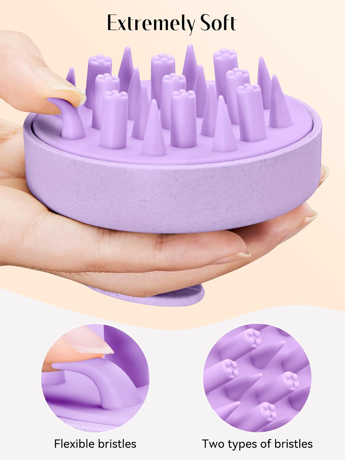 HEETA Masajeador de cuero cabelludo para el crecimiento del cabello, cepillo de champú, exfoliante del cuero cabelludo con cerdas de silicona