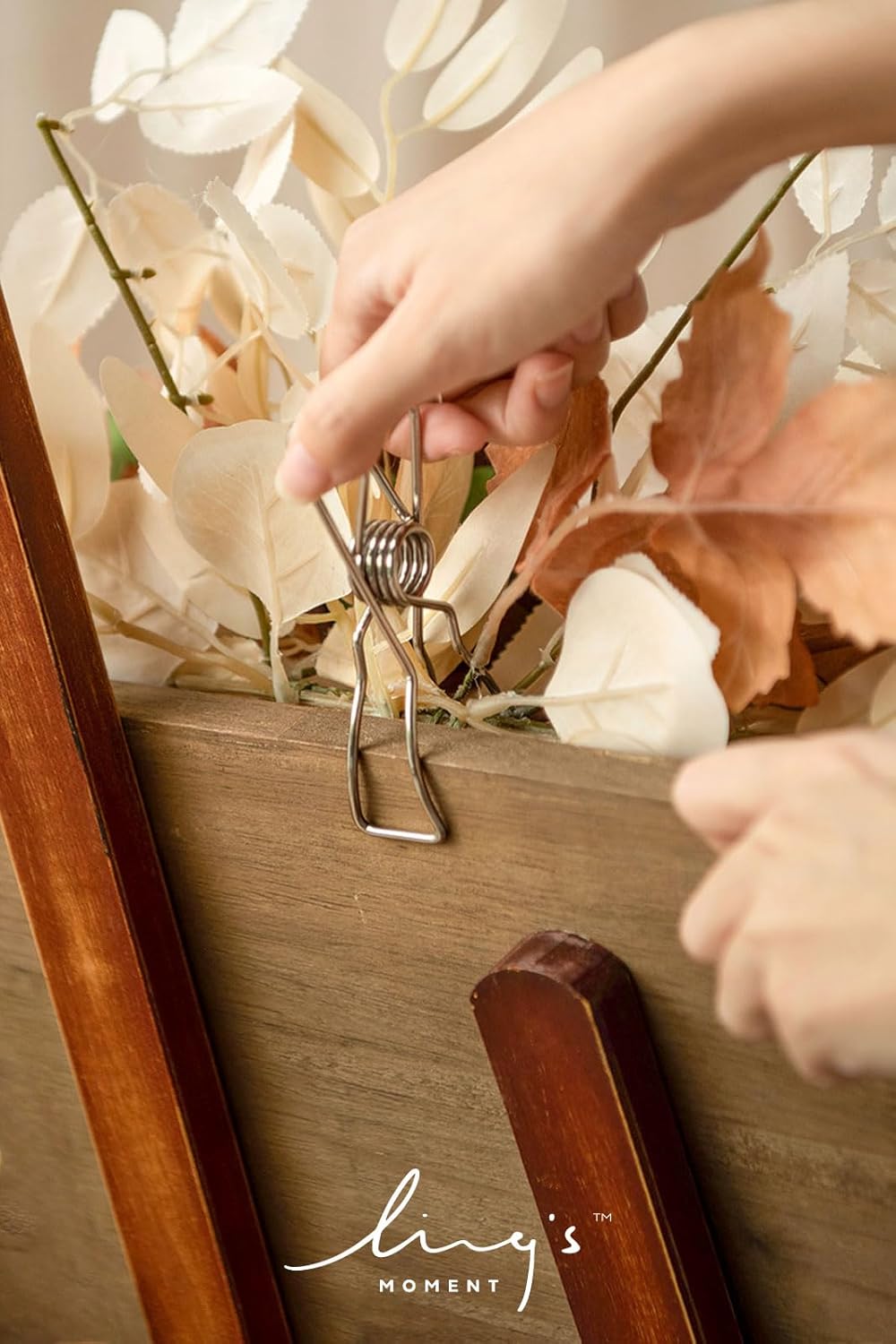 Ling’s Moment Letrero de bienvenida con estampado floral de otoño para boda, flores artificiales, guirnalda de terracota óxido sepia para ceremonia,