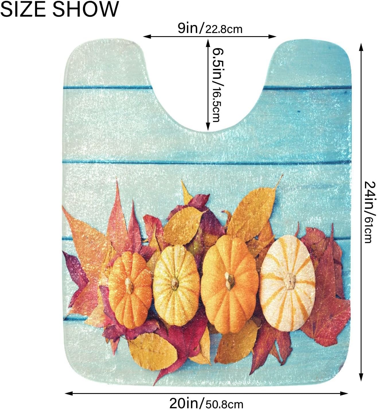 Bathroom Rugs Sets 2 Piece 24×16+24×20 Inch,Soft U-Shaped Contour Toilet Rug Pumpkin Maple Leaf Non-Slip Absorbent Bath Floor Mat Carpet Set Water