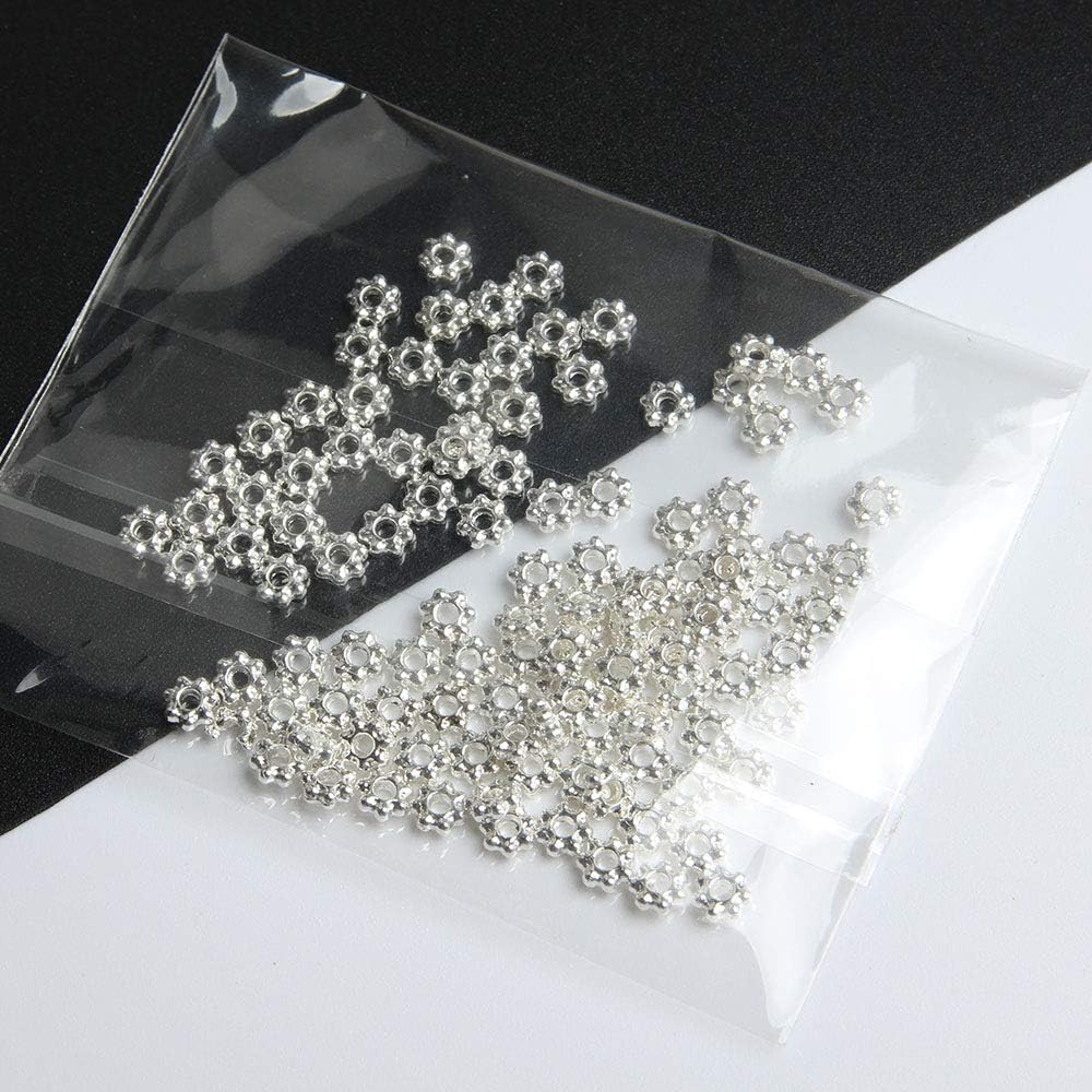 500 cuentas espaciadoras en forma de flor de margarita de plata tibetana, fabricación de joyas, bricolaje de 0.157 in