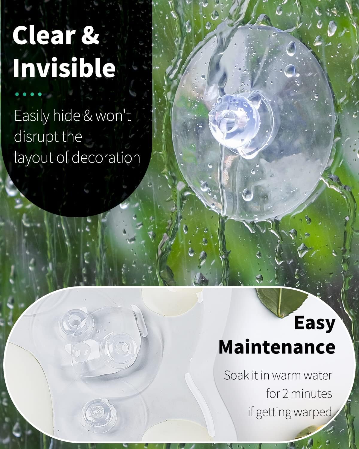 Pawfly Paquete de 50 ventosas, pequeñas ventosas de goma para el hogar, cocina, baño, organización, decoración de Navidad (2.2 pulgadas)