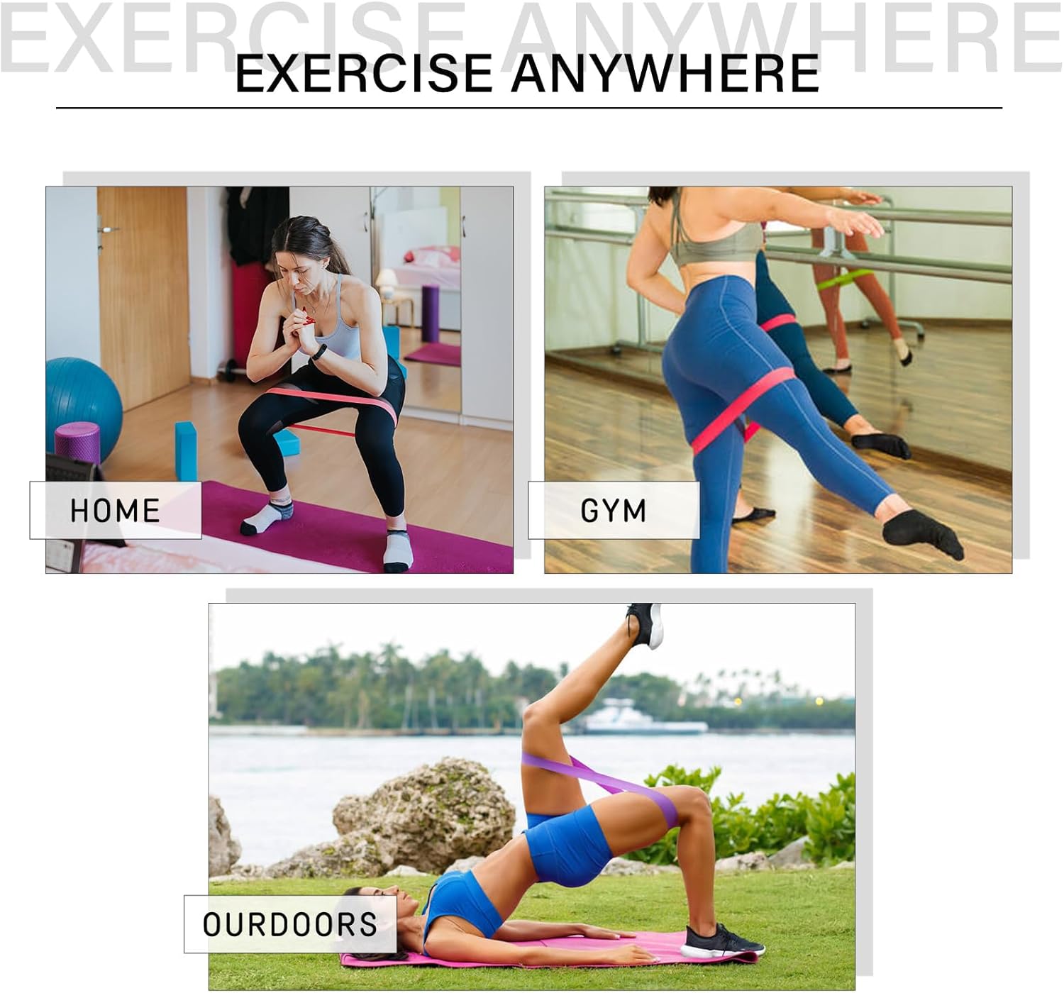 Bandas de ejercicio de resistencia para entrenar mujeres y hombres, paquete de 5 diferentes niveles de resistencia bandas de ejercicio para fitness
