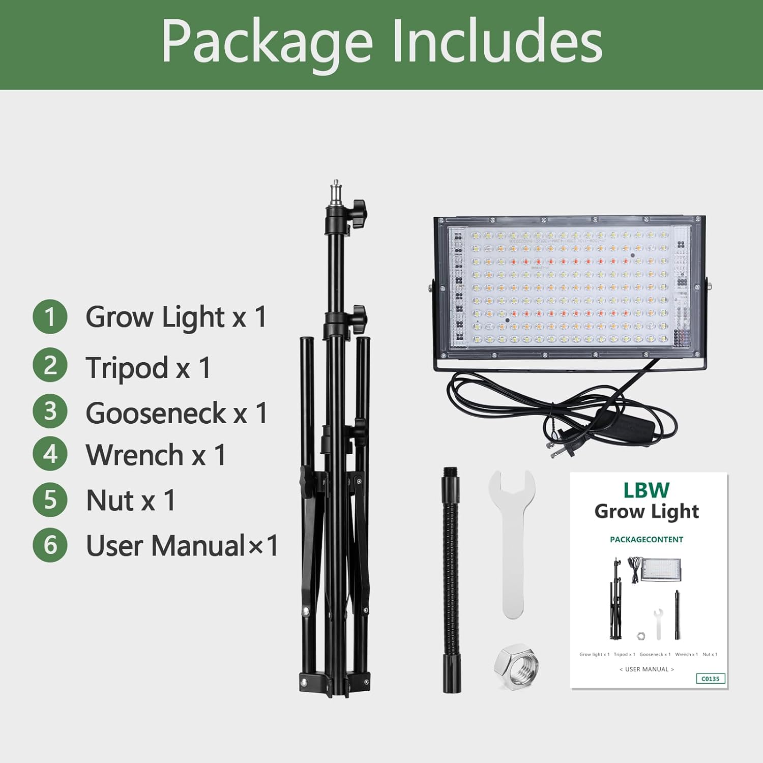 LBW Luces de cultivo de pie para plantas de interior, espectro completo de 144 luces LED, lámpara de cultivo de planta mejorada con soporte de