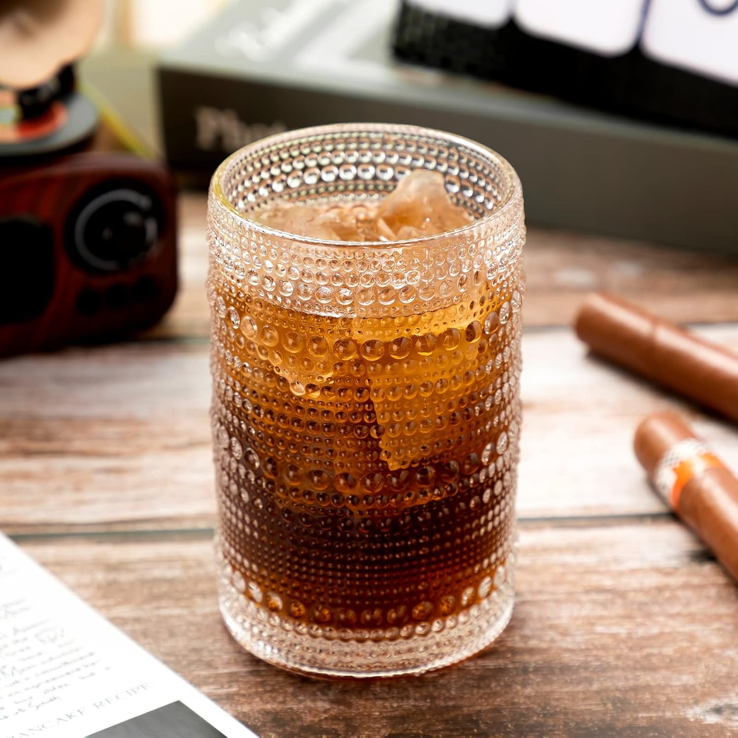Yinder Hobnail – Vasos para beber de 13 onzas, suministros para fiesta de boda, cristalería vintage en relieve, vasos de regalo de graduación con