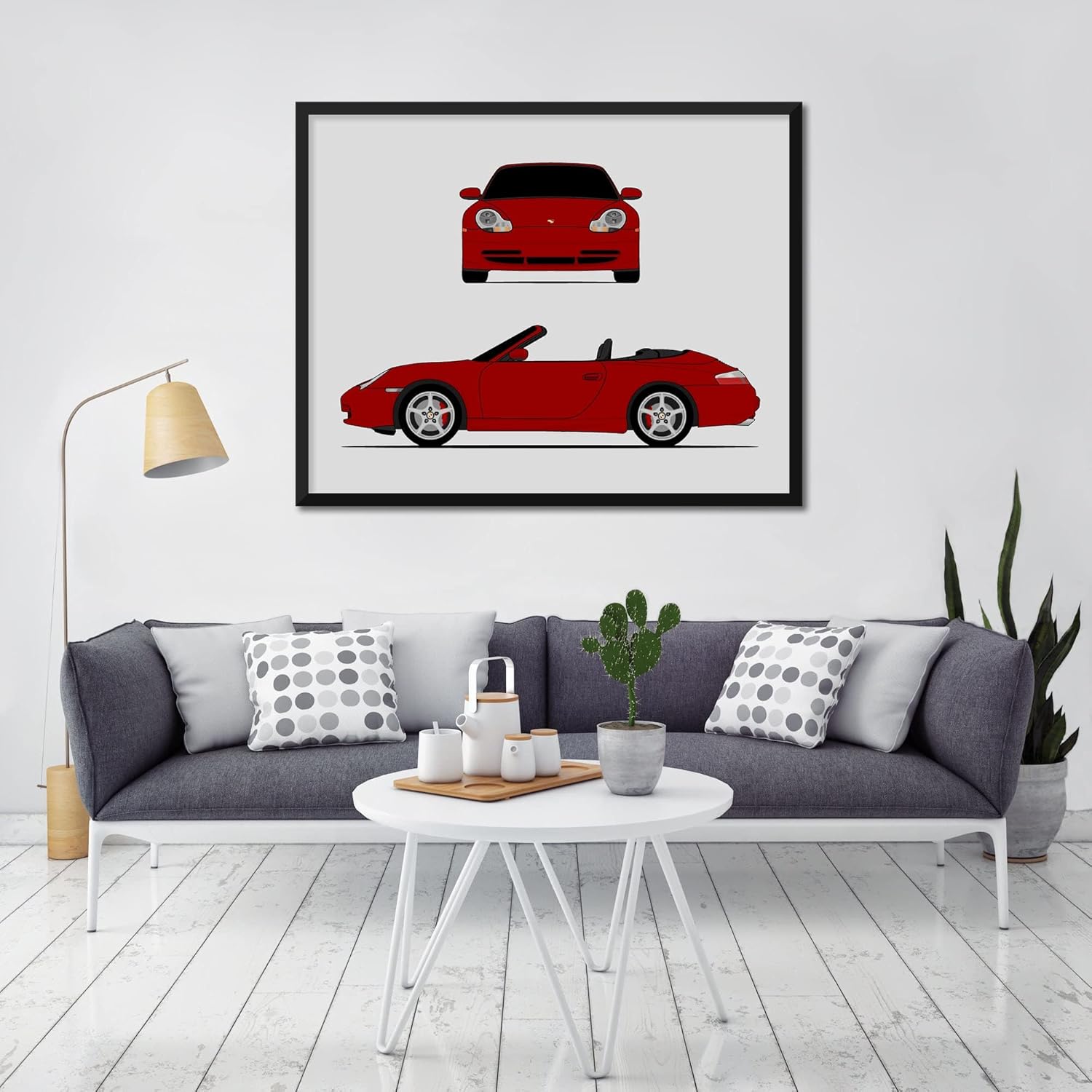 Porsche 911 Carrera 996 (1999-2001) (Front and Side) Inspired Poster Print Wall Art Decor Handmade Carrera Turbo (Unframed)