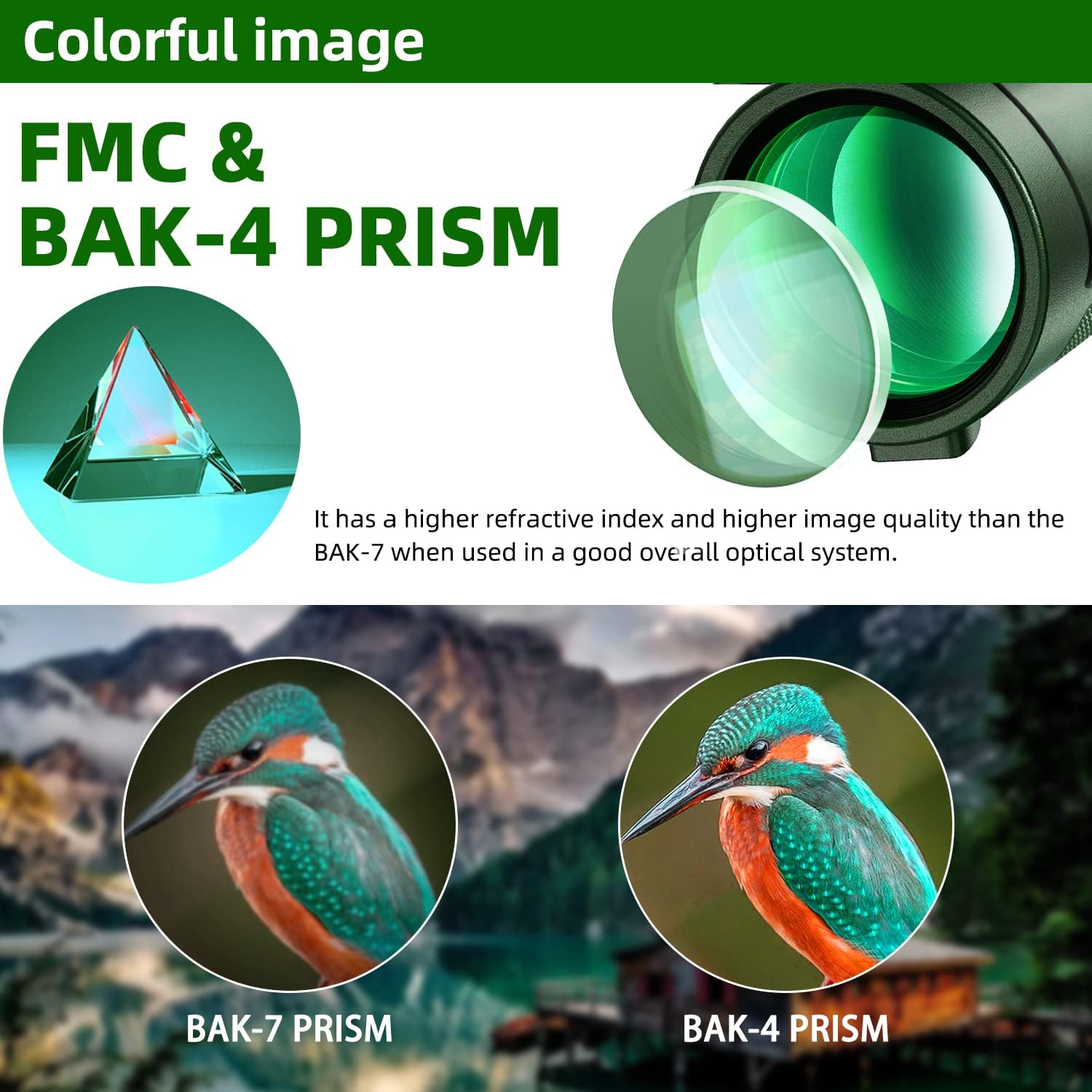 Monocular de alta potencia 40X60 con adaptador para smartphone, trípode, bolsa, prisma BAK4 y lente FMC para observación de aves, caza, senderismo,